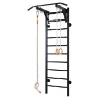 Шведская стенка RS-Т13 черный (+кольца, канат)