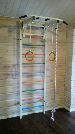 Шведская стенка RS-T13 беж + цв.перекл (+канат, кольца)