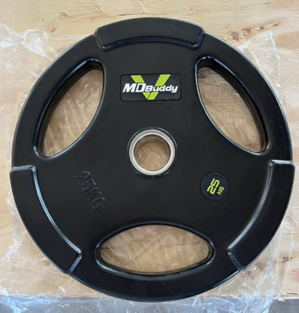 Диск обрезиненный тренировочный с тройным хватом MD Buddy MD1018 25кг