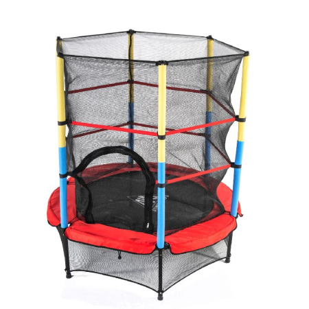 батут dfc jump kids 55" красный с желто-синими стойками Батут DFC JUMP KIDS 55" красный с желто-синими стойками
