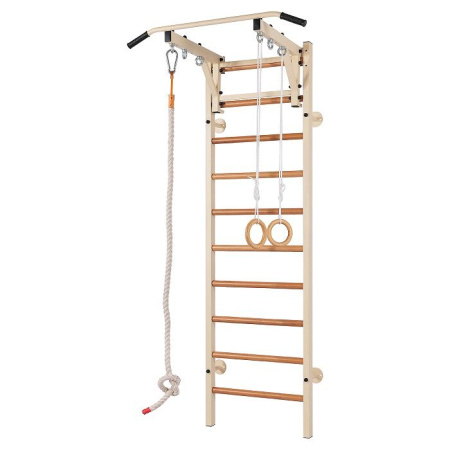 Шведская стенка RS-G13 бежевый (+канат, кольца)